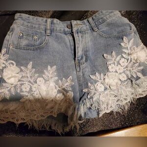 Lace Jean shorts